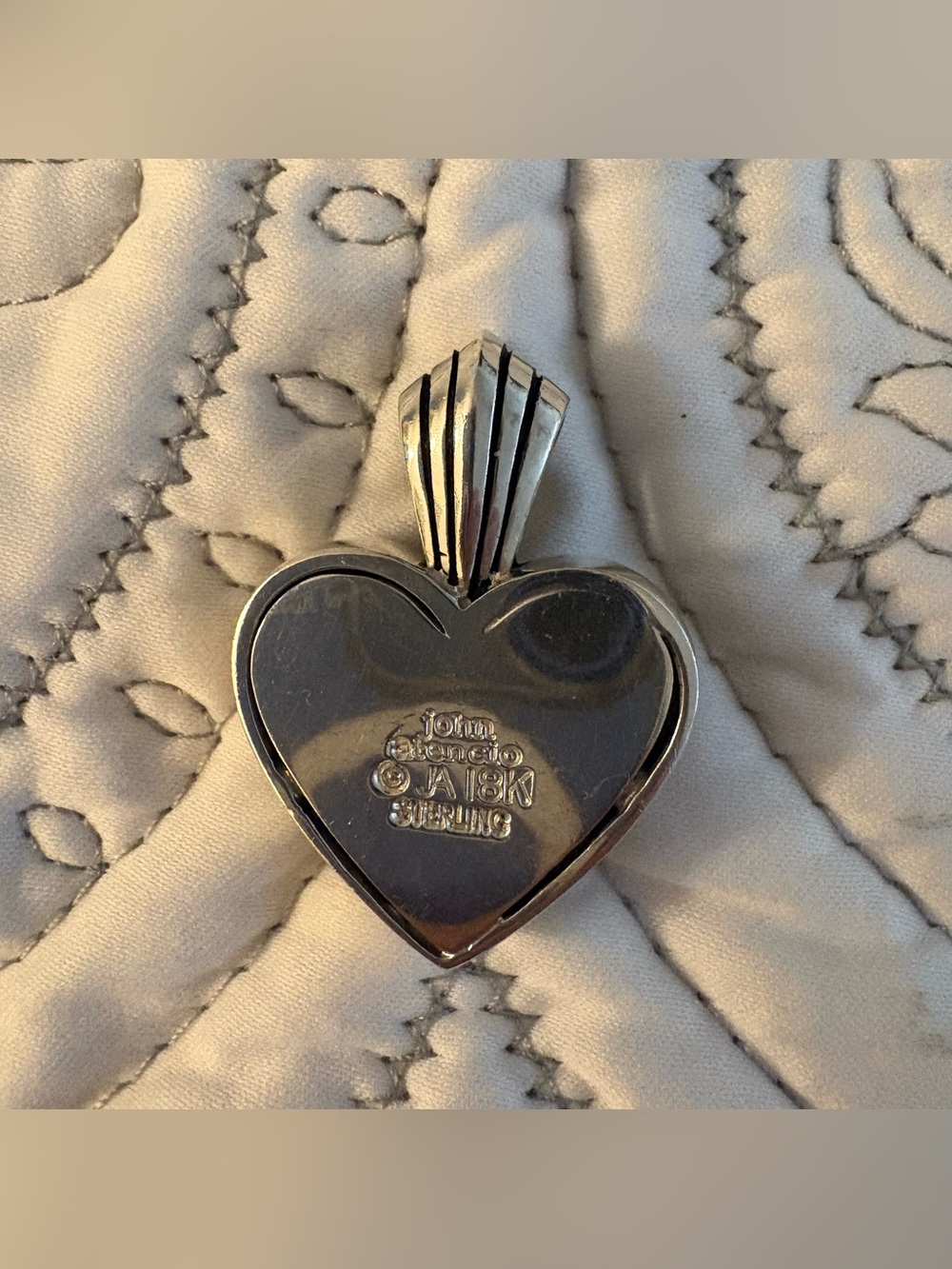 John Atencio 925 Sterling Silver and 18K Heart Pendant with Amethyst - Picture 5 of 11
